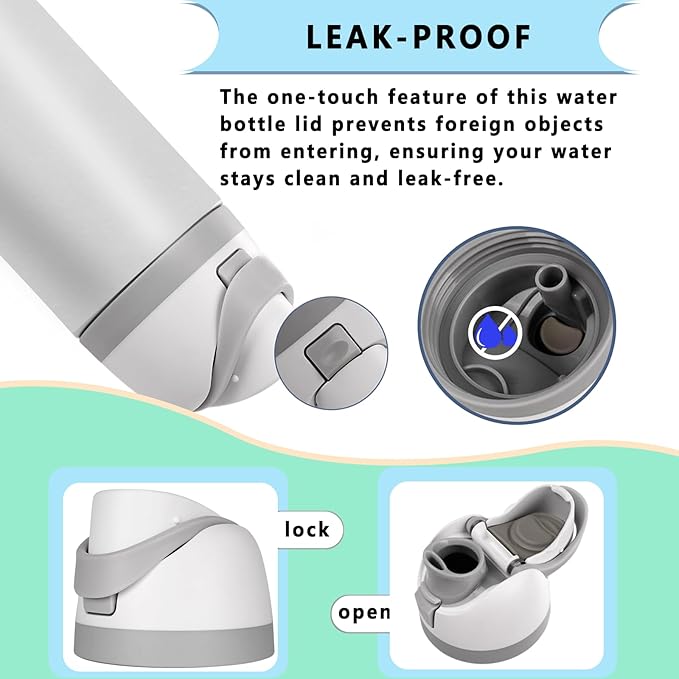 Replacement Lid for Owala Freesip,Compatible with Owala Freesip Water Bottle 16oz 24oz 32oz 40oz,Premium Replacement Accessories for Owala Cap,LeakProof,BPA-Free(Ash White)