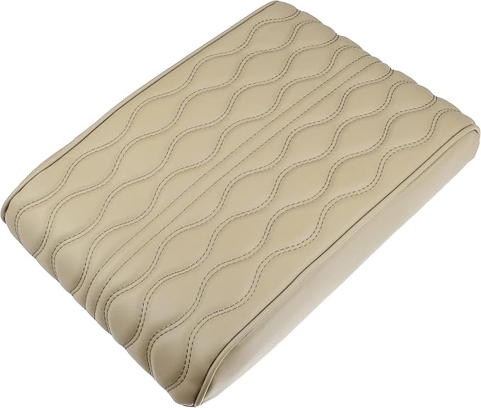 X AUTOHAUX Beige Vehicle Auto Armrest Cushion Cover Vehicle Center Console Cover Box Pad Waterproof Cushion Pad Protector Car Decoration Accessories