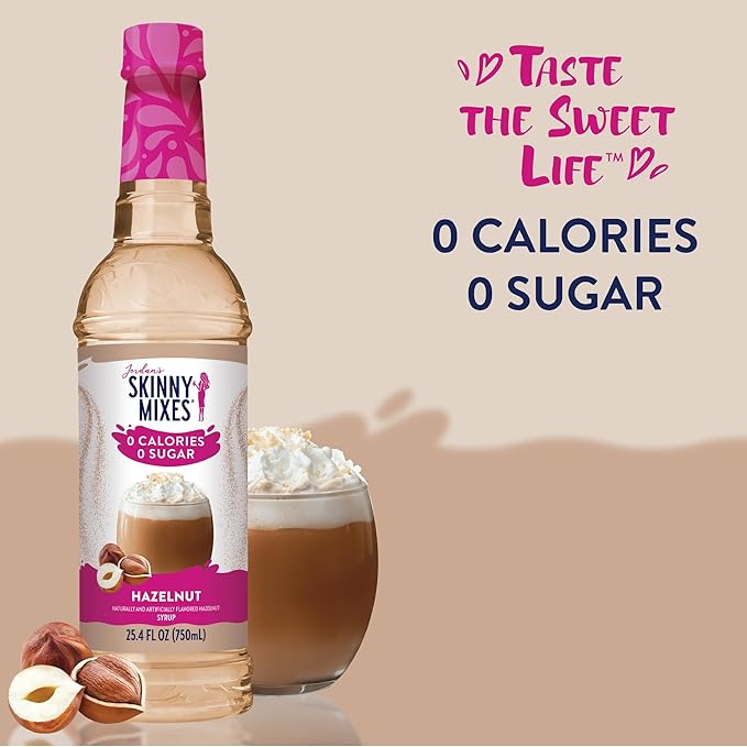 Jordan's Skinny Mixes Syrups, Hazelnut Coffee Syrup, Sugar Free, 25.4 Ounces (Pack of 2), Zero Calorie Drink Flavoring & Mixes