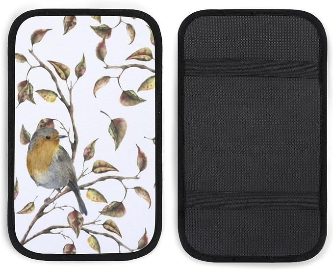 Bird Car Center Console Cushion Pad,Waterproof Armrest Seat Box Cover Protector,Comfortable Car Decor Accessories Fit for Most Cars, Vehicles, SUVs