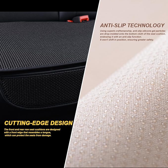 Car Front Seat Bottom Cover, Breathable Anti Slip Auto Frontseat Cushion Mat with Storage Pocket, Comfortable Vehicle Interior Chair Protection Pad, Universal for SUV Sedan Truck(Gray)