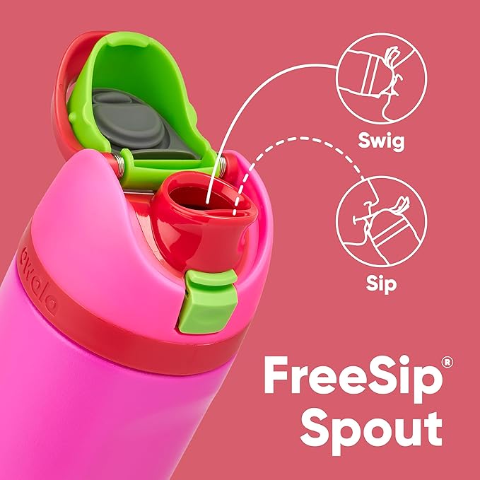 Owala FreeSip Insulated Stainless Steel Water Bottles Bundle - 24 oz Tropical and 16 oz Berries Kids