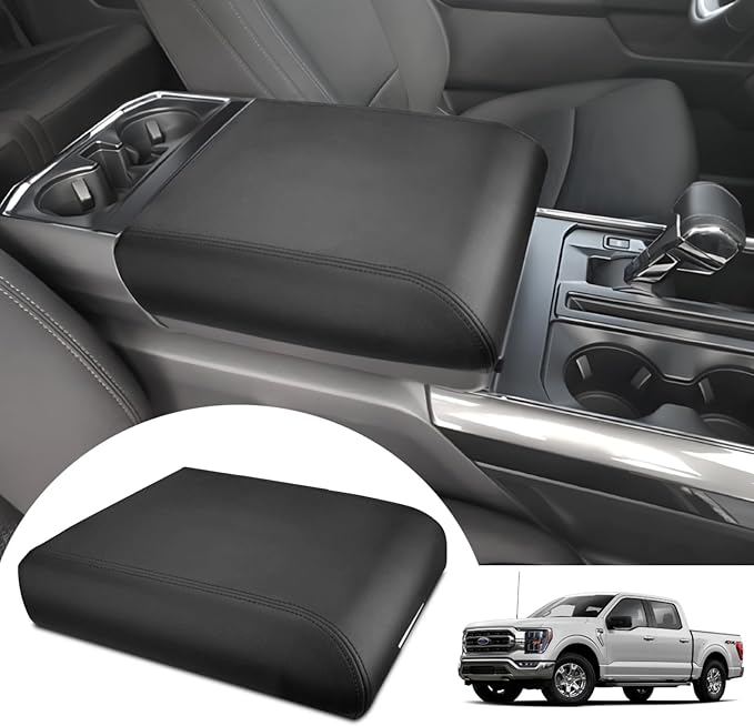 Center Console Cover for Ford F150 2021-2024 2025 2026 - Middle Console Lid Protector Elbow Cushion Pad for Ford F150 Accessories 2021 2022 2023 2024 2025 2026 (Bucket Seat Only)