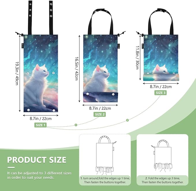 ALAZA Hanging Car Trash Bags Garbage Bag Trash Can for Back Seat Small Cat 7 Washable Storage Bag Retractable 2 Pack