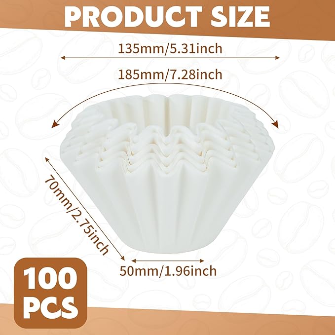 5 Cup Coffee Filter, 100 Count Basket Coffee Filters for 5 Cup Coffee Maker, Disposable Paper Coffee Filters for Mini Brew, White (Oxygen Bleaching）