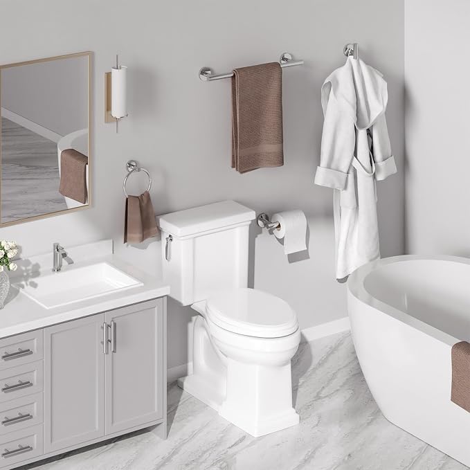 USHOWER Polished Chrome Bathroom Accessories Set, 18-Inch Towel Bar Set Wall Mounted, Durable SUS304 Stainless Steel Bathroom Hardware Set, 8-Piece