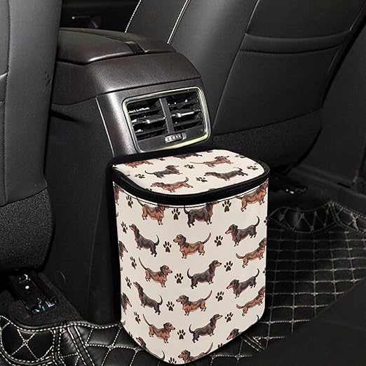 Dachshund Car Trash Can Leak Proof Hanging Garbage Bin for Back Seat Easy to Install Vehicle Trash Can Hanging Fashion Auto Interior Universal Fit Truck Automotive Most Cars