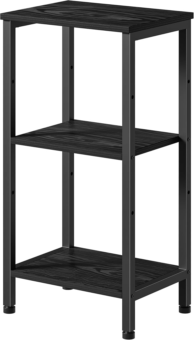 Small Black Side Table, Tall End Table with Adjustable Shelf, Accent Table Stand for Home Decor, Small Entryway Table, Bedroom Nightstand, Living Room, Office, Black