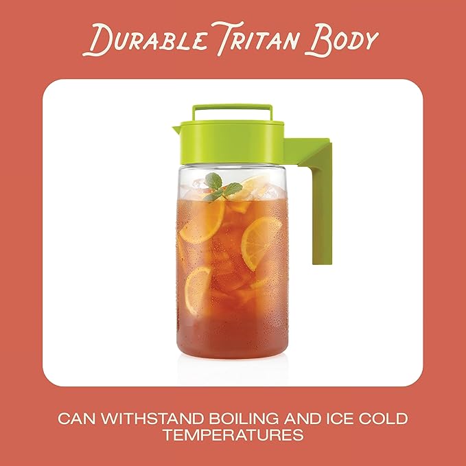 Takeya Flash Chill Iced Tea Maker - Versatile Tea Brewer for Loose/Bagged Tea - Patented Flash Chill Tech Hot/Cold Use BPA-Free Tritan Dishwasher Safe - Airtight Lid Made in USA - 2 Quart/Black