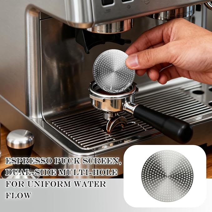 2 Pack 53.3mm Espresso Puck Screen, Reusable 0.8mm 150μm Ultra Thin Stainless Steel Coffee Filter for Espresso 54mm Portafilter Filter Basket
