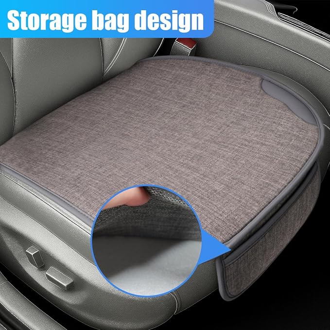 YoRise Car Seat Cover, Universal Cool Auto Front Seat Cushion Protector with Storage Pocket & Non Slip Bottom, Comfortable Breathable Vehicle Driver Seats Pad for SUVs, Trucks, Sedans (Gray)