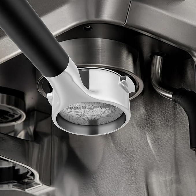 Mischief 58mm Bottomless Portafilter, 316 Stainless Steel, Fits E61 Group Heads, La Marzocco, Rocket, ECM, Synesso, VBM, Flat Base, Double Shot Basket, Walnut wood (Rainbow Wood, 58MM for E61)