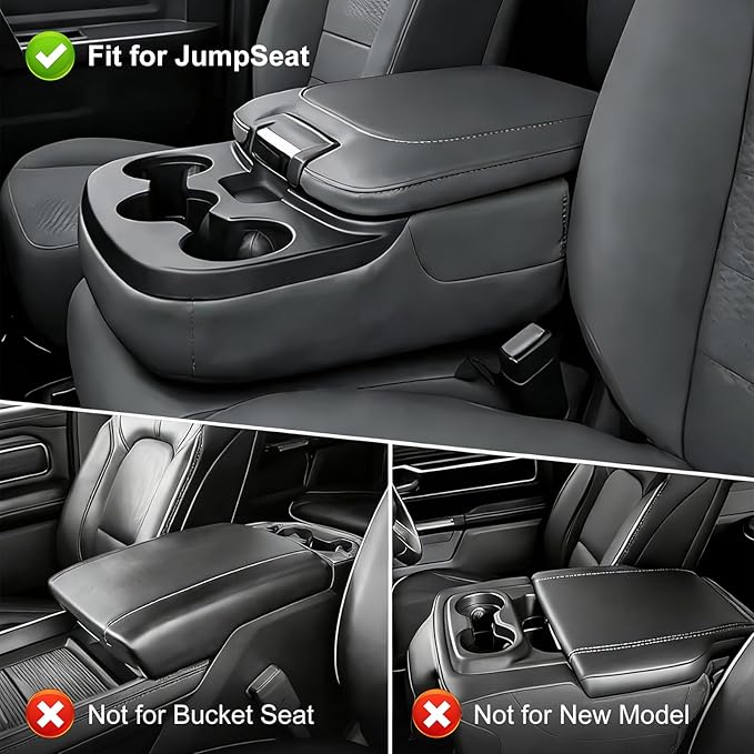 AOMSAZTO Jump Seat Console Covers for 2013-2018 Ram 1500 & 2013-2024 Ram 2500/3500/1500 Black