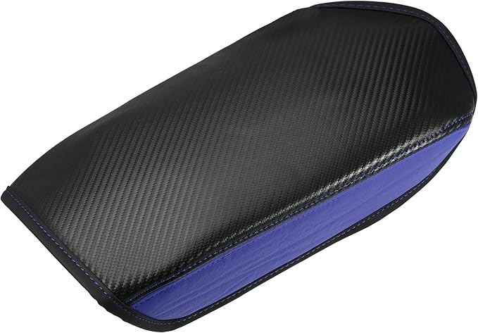 Center Console Cover Pad Waterproof Car Armrest Cover Protector for Mitsubishi Outlander 2022 2023 Faux Leather Carbon Fiber Pattern Black Blue