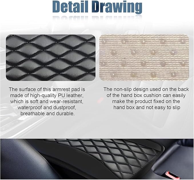 Leather Car Center Console Armrest Pad for Toyota Tacoma 2005-2023, Auto Armrest Cushion, Waterproof Seat Box Cover Protector, Vehicle Interior Decor Accessories,Black