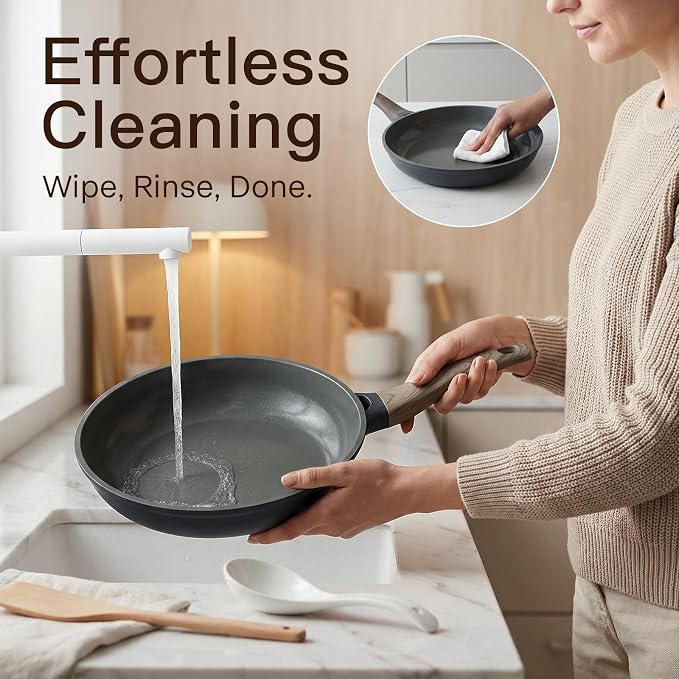 USELUCK Pots and Pans Set Nonstick 22 Pcs, Ceramic cookware set Non-Toxic CoatingGray Granite Kitchen Cookware Set, Induction Kitchen Cooking Set w/Frying Pans & Glass Lids, PFOS & PFOA Free