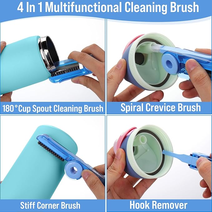 XANGNIER 5 Pcs Water Bottle Cleaner Brush Set for Owala 24oz/32oz/40oz Cup,Multifunctional Bottle Brush and Long Straw Cleaner Brush,Cleaning Kit for Owala/Stanley/Yeti Tumbler Cup Accessories