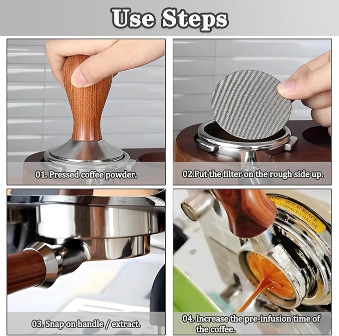 Espresso Puck Screen, 58.5mm Espresso Filter Screen Mesh Coffee Filter for Espresso Portafilter Filter Basket 1.7mm Thickness 150μm Reusable Puck Screen for Espresso Machines 316 Stainless Steel