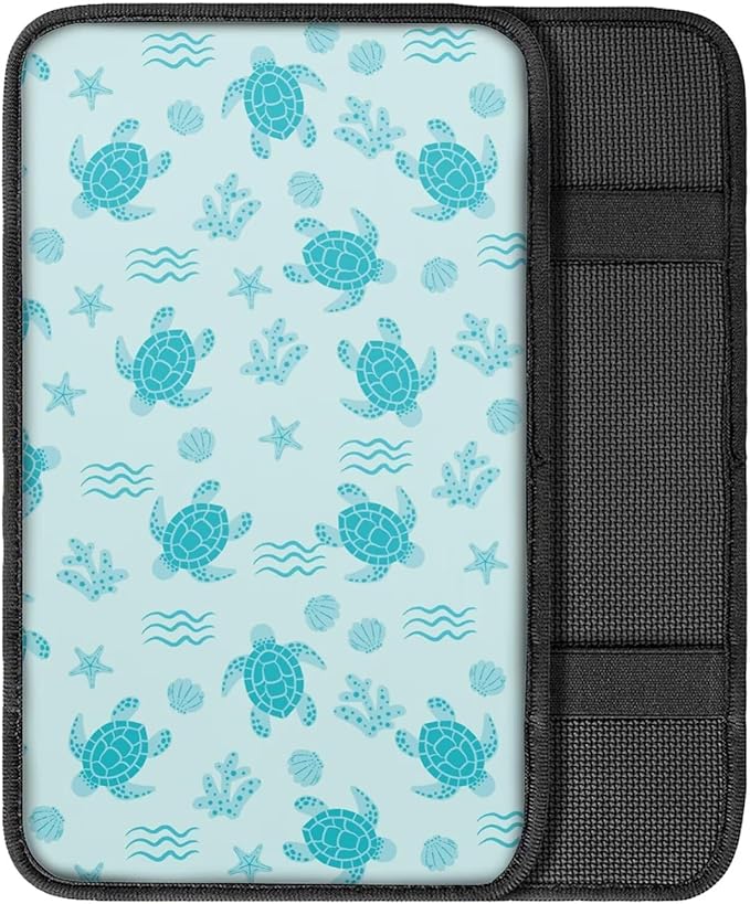 Sea Turtle Car Center Console Armrest Cover Dust-Proof Auto Armrest Box Cover Center Console Pad Turtle Print Car Accessories for Truck Sedan SUV, Easy to Install
