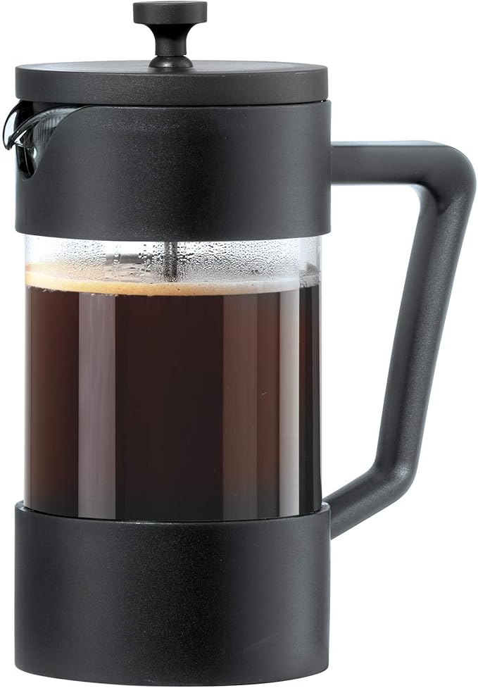 Oggi Borosilicate Glass French Press Coffee Maker (34oz)- 8 Cup Capacity, Coffee Press, Single Serve Coffee Maker, Stainless Steel Lid & Plunger, Make Great Coffee Gifts