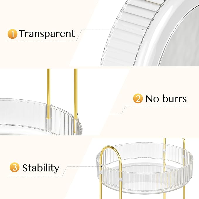 Rotating Makeup Organizer Countertop,Skincare Organizers,Spinning Perfume Tray Stand,Makeup Storage Organizer for Vanity,Bathroom Organizer and Storage,Lazy Susan,3 Tier,Clear