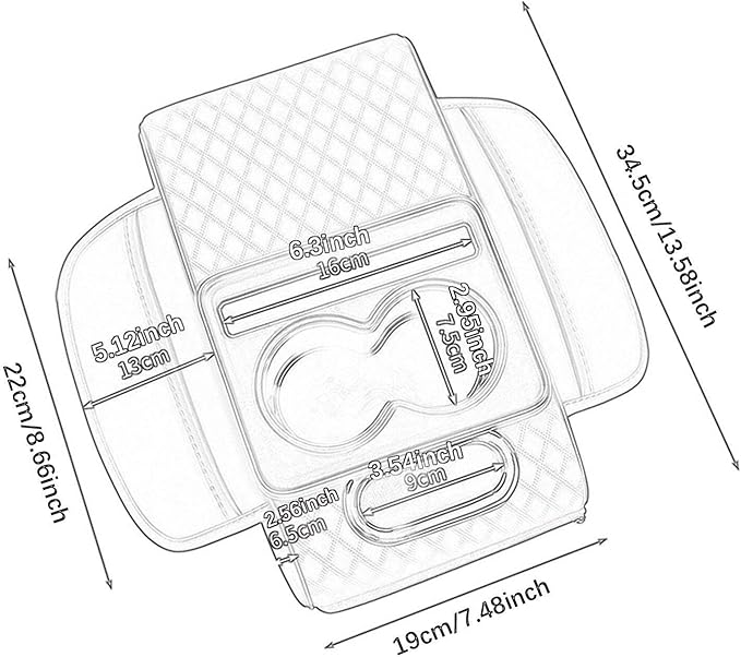 Car Center Console Pad PU Leather Armrest Organizer with Tissue Box Slot for Vehicles, Style C