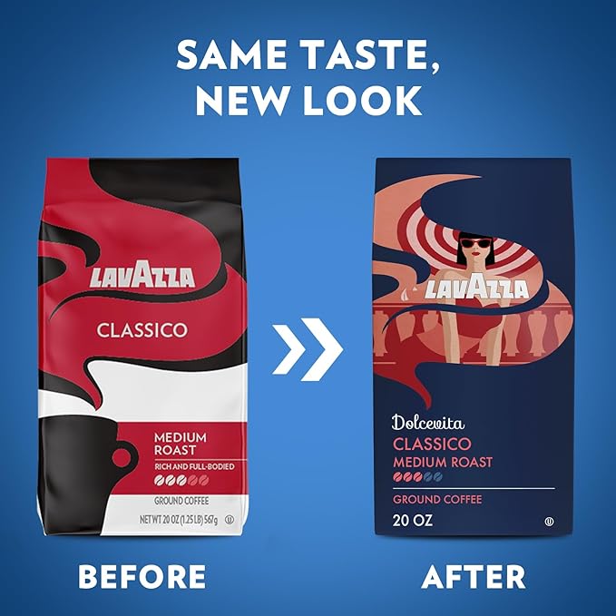 Lavazza Classico Ground Coffee Blend, Medium Roast, Authentic Italian, Blended And Roasted in Italy, Non GMO, Value Pack, A Full bodied with rich flavor and notes of dried fruit, 20 Ounce (Pack of 2)