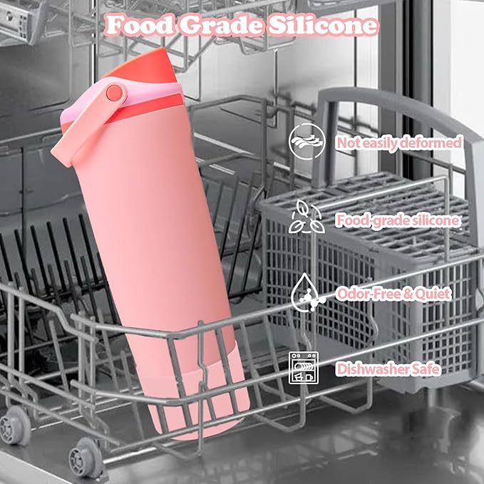 Silicone Boot for Owala 30oz & 40oz FreeSip Sway Bottles & Tumblers - Non-Slip, Scratch-Resistant, Stability Enhancer, Available in 12 Colors (Angel Food Cake)