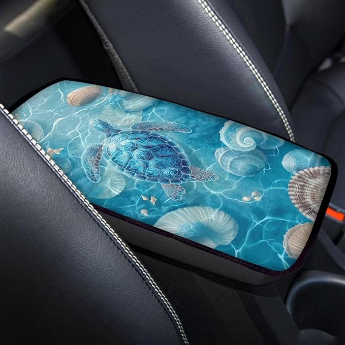 Blue Turtle Arm Rest Cover Car Easy to Install Car Console Covers Vehicle Armrest Cover Vehicle Accessories 12.3 x 7.5 Inch Fit for Most Cars, Vehicles, SUVs