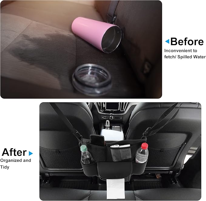 X AUTOHAUX Car Large Capacity Seat Organizer Backseat Multi Pockets Purse Storage Universal Fit for Car Truck SUV 37x25cm Black