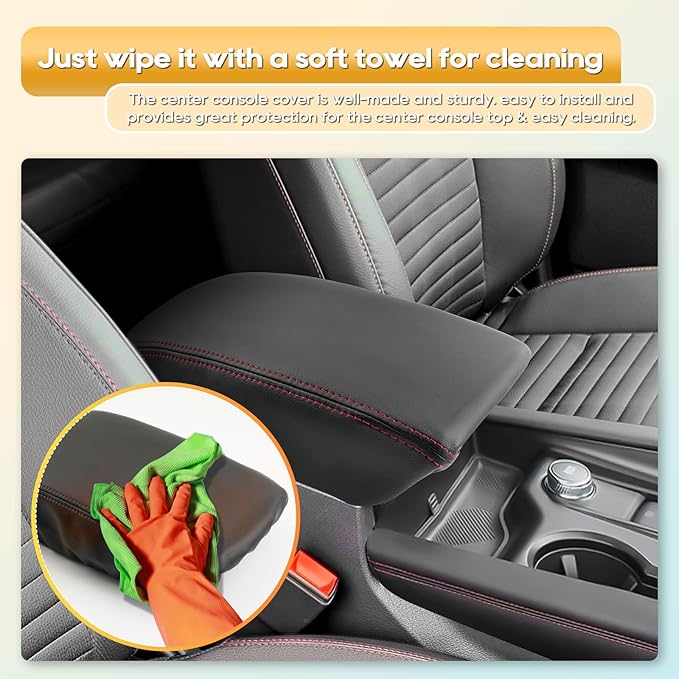 Armrest Cover for 2024-2026 Ford Explorer All Trim Models 2024 2025 2026 Ford Explorer Accessories Center Console Cover Arm Rest Protector Middle Lid Pad Protector PU Leather, Anti-Scratch,Non-Slip