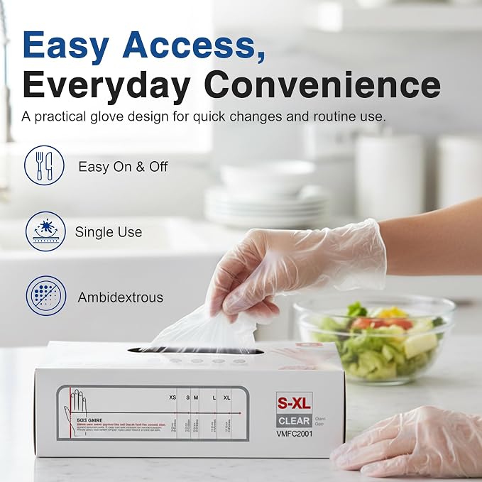 Schneider Clear Vinyl Exam Gloves, Latex-Free, Disposable Medical Gloves, Cleaning Gloves, Food Safe, Powder-Free, 4 mil