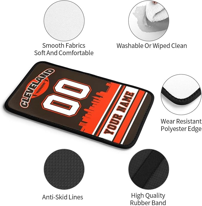 Custom Football Car Armrest Covers Personalized Football Style with Name Number Customized Auto Center Console Pad Car Handrail Box Cushion for Most Vehicle Decor Accessories, Orange