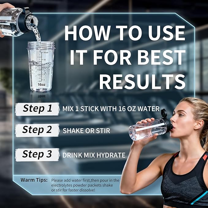 16 Sticks Electrolytes Powder Packets Sugar Free Hydration Packets Liquid Daily IV Electrolyte Drink Mix for Rehydration with 8 Electrolytes & 6 Vitamins, Low Sodium, White Peach
