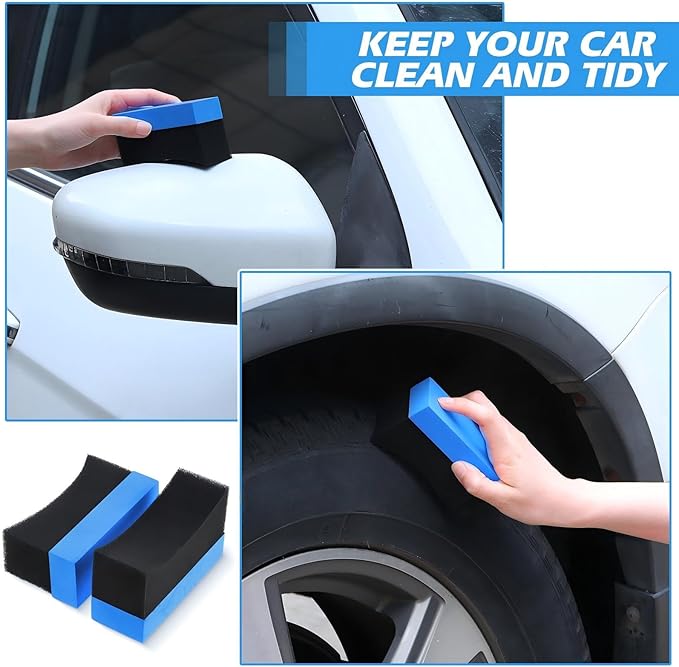 Frienda 12 Pieces Tire Applicator Pads car Wax tire Dressing Shine Color Polishing Sponge Wax Buffing Applicator Pads Cleaning Sponges for Car Glass, Painted Steel, Porcelain and More(Blue)