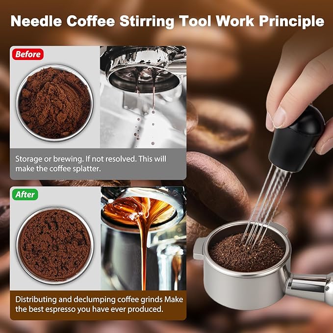 Shoxil Espresso Tools Kit – 51mm 2-in-1 Distributor & Tamper, WDT Tool with Needles, Magnetic Dosing Funnel, Espresso Tamper, Espresso Machine Accessories