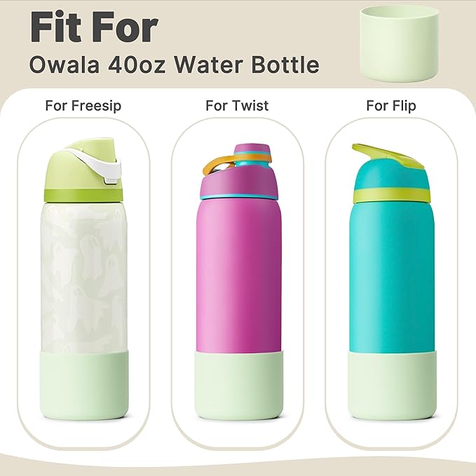 Silicone Water Bottle Boot for Owala 40 oz, Protective Sleeve Bottom Bumper Protector for Owala 40 oz FreeSip & Twist & Flip Stainless Steel Water Bottles (Mint)