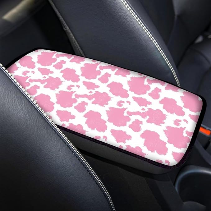 Mintutlipy Pink Cow Car Center Console Cover Car Storage Box Mat Anti-Scratch Armrest Cushion Protector for Dogs Pets