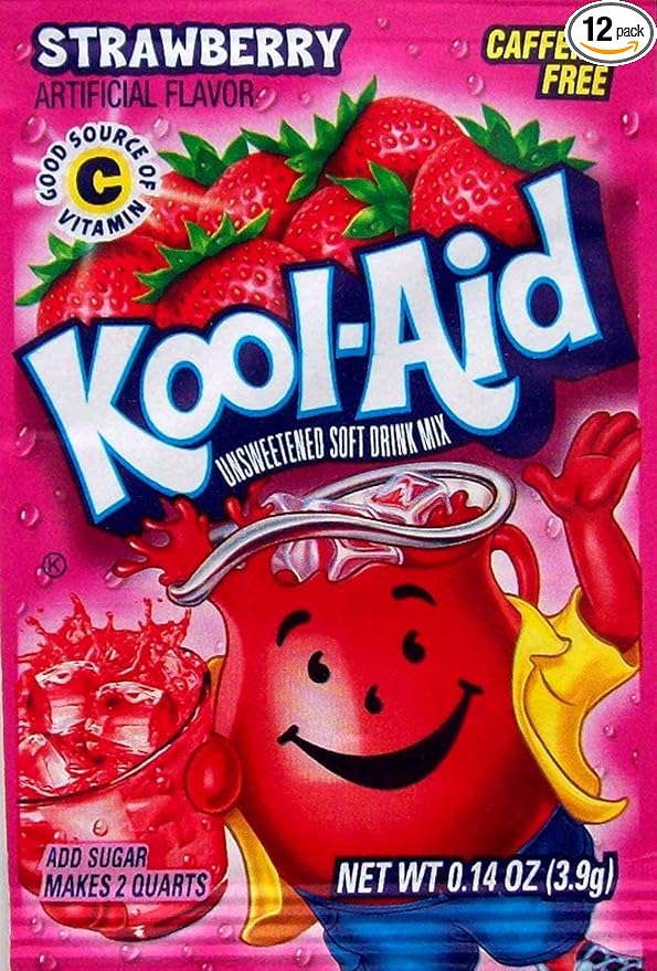 Kool Aid Soft Drink Mix, Strawberry Unsweetened, Caffeine Free, 0.14 oz (Pack of 12)