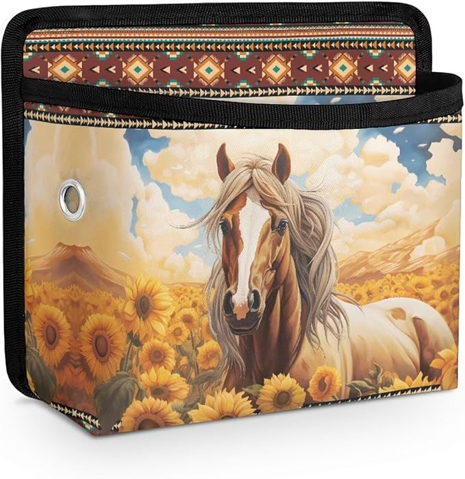 Aztec Horse Car Side Pocket Organizer, Seat Side Storage Bag, Universal Pouch for Auto Door Window Console Seat Backrest, Purse Card Phone Sunglasses Holder, Car Accessories