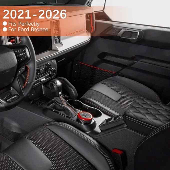 Center Console Cover for 2021-2026 Ford Bronco Center Console Armrest Cover PU Leather for Ford Bronco Armrest Cushion Pad Cover for 2021-2026 Ford Bronco Accessories with Side Pockets