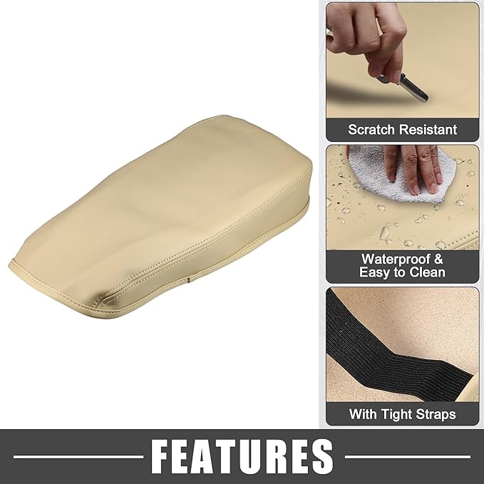 Car Center Console Pad Waterproof Armrest Seat Box Cover Protector for Lexus ES330 ES350 2005-2009 Beige
