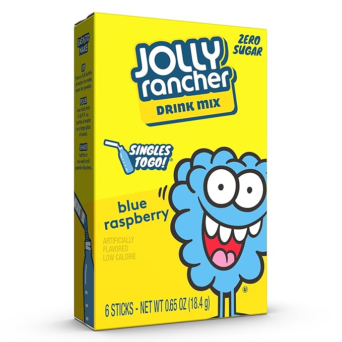 Jolly Rancher Blue Raspberry Singles To Go Drink Mix, 0.65 OZ, 6 CT (Pack of 4)