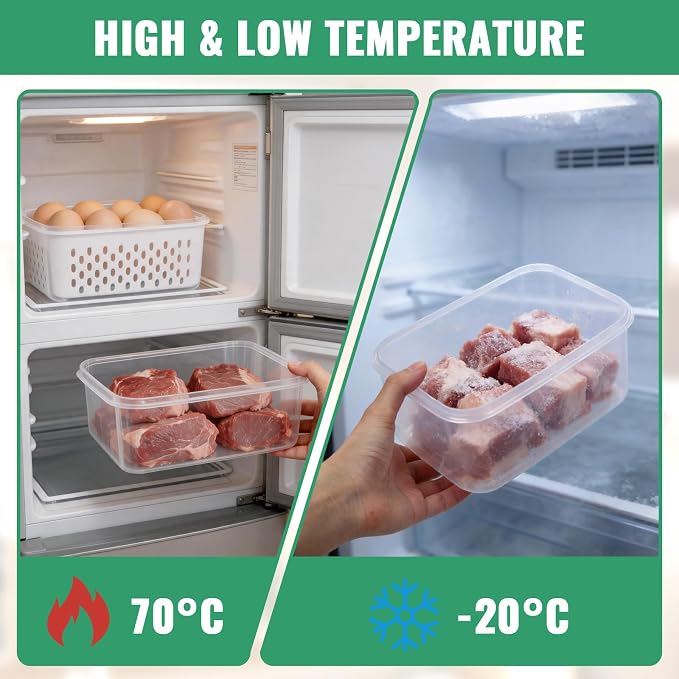 5 PCS Fruit Storage Containers for Fridge Produce Containers for Fridge with Removable Colander Berry Storage Containers Veggie BPA-Free Plastic Crisper for Long-Term Freshness