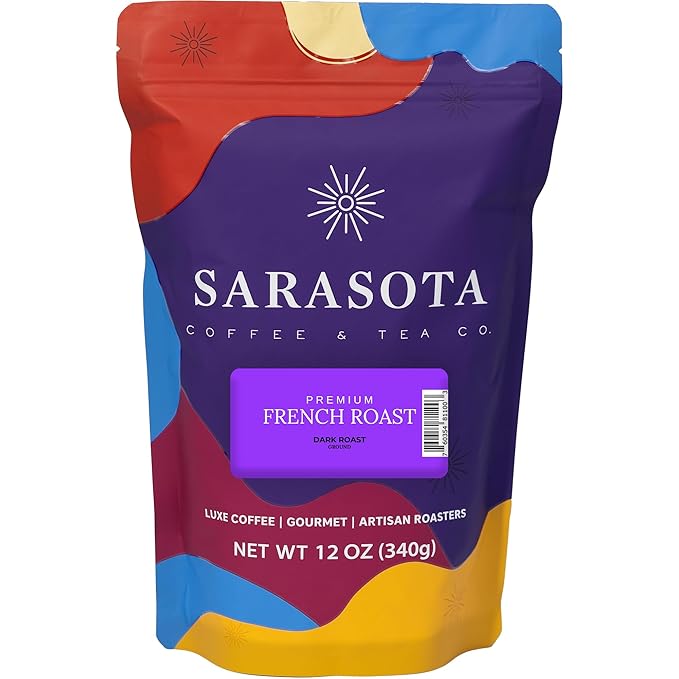 French Roast Ground Coffee | Dark Roast European Coffee | Extra Bold Strong Ground | Low Acid, Specialty Grade | 12 oz