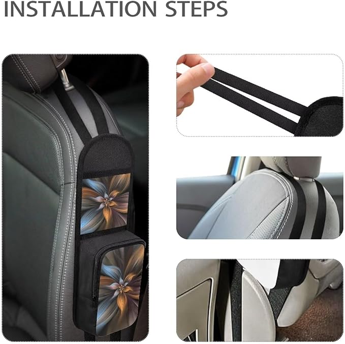Brown Flower Auto Seat Storage Hanging Bag Multifuctional Storage Box Front Seat Phones, Drink, Stuff Holder Car Accessories for Car, SUV, Trucks