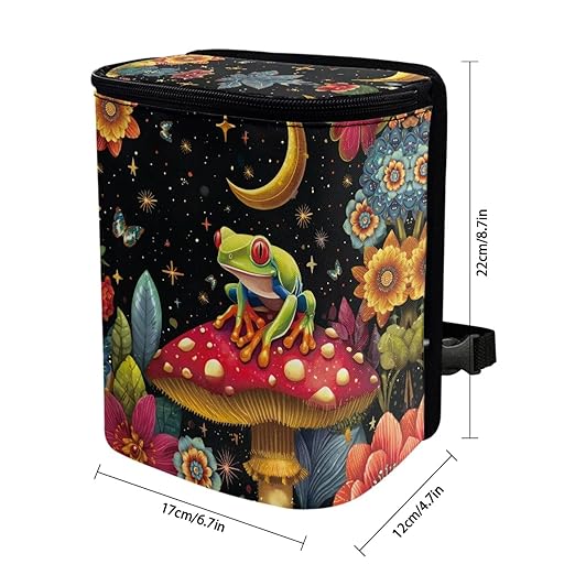 Frog Car Trash Can with Lid Garbage Bag Dustbin Container Mushroom Waste Basket Storage Pocket Hanging Large Capacity Vehicle Trash Bin