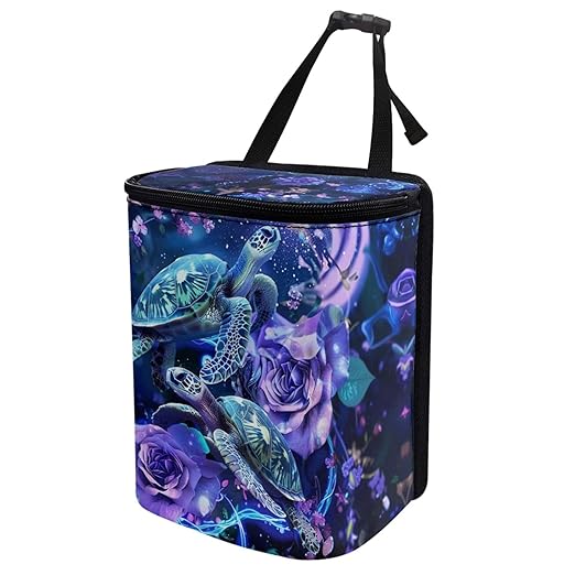 DISNIMO Hawaiian Sea Turtle Car Trash Can Bin with Lid Cute Car Garbage Can Leakproof Mini Car Accessories Trash Bin Car Dustbin Organizer Container for Car Office Home