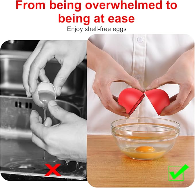 Egg Cracker, Silicone Egg Shell Opener, Cute Egg Shaped Design, Opens Eggs with Ease, A Little Happiness Boost for Your Kitchen (1, Red)