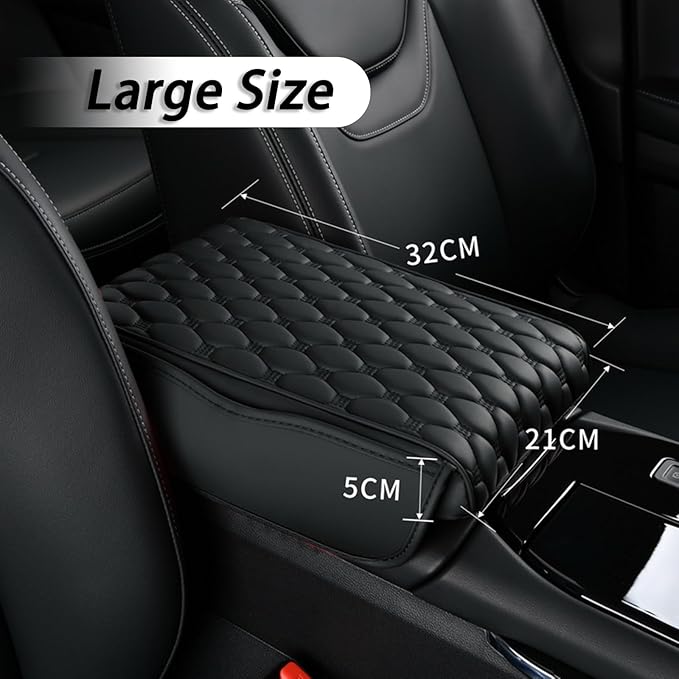 Car Center Console Cover for KIA Cadenza 1. Gen VG 2009 2010 2011 2012 2013 2014 2015 2016, Thick Armrest Cushion Pad with Side Storage Pockets, Center Console Protector, Arm Rest Cover